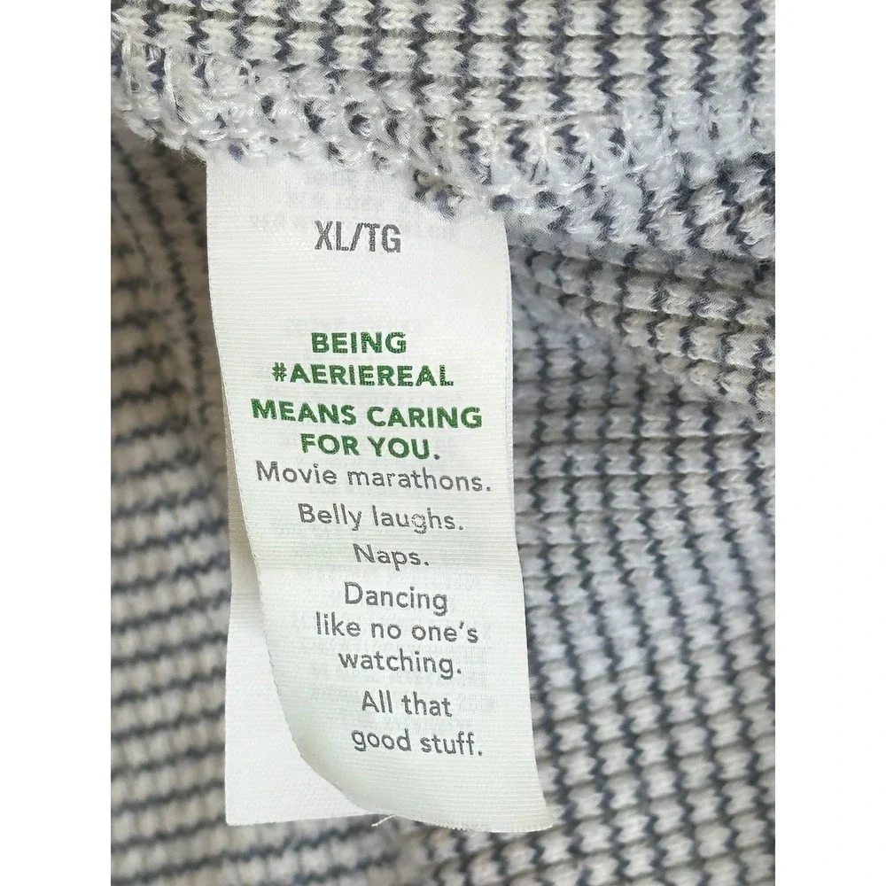 Aerie Mens Grey Waffle Knit Crewneck‎ Oversized Pullover Sweater XL RN54485